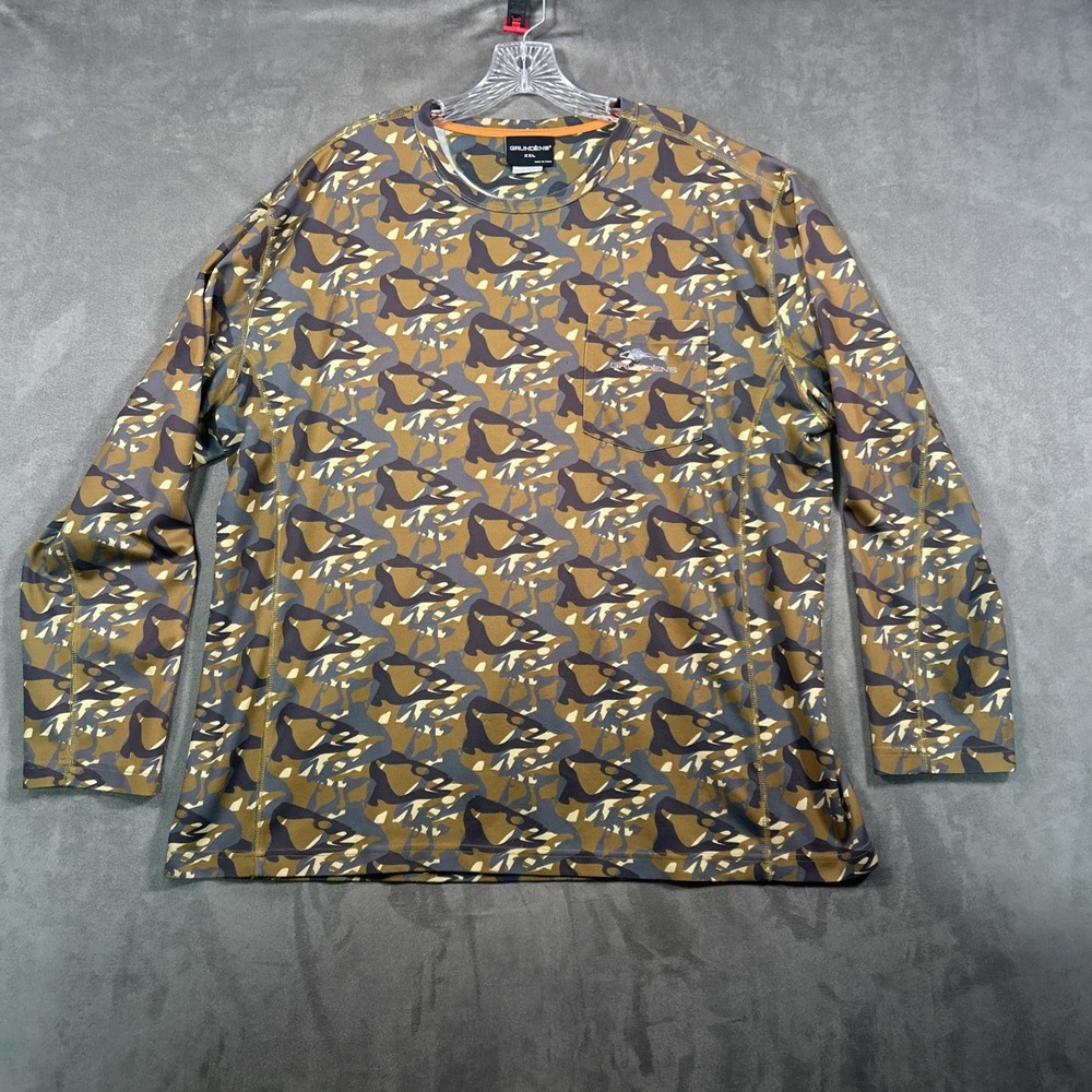 Grundens Shirt Mens XXL Camo Long Sleeve Performance Fishing Polyester